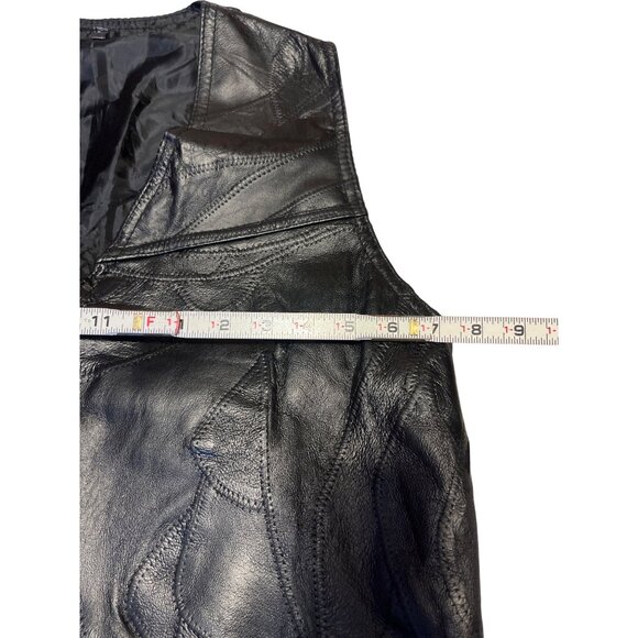Custom Vintage Napolene Leather Outfitters Mens Patchwork Biker Vest Snap Button - Picture 2 of 8